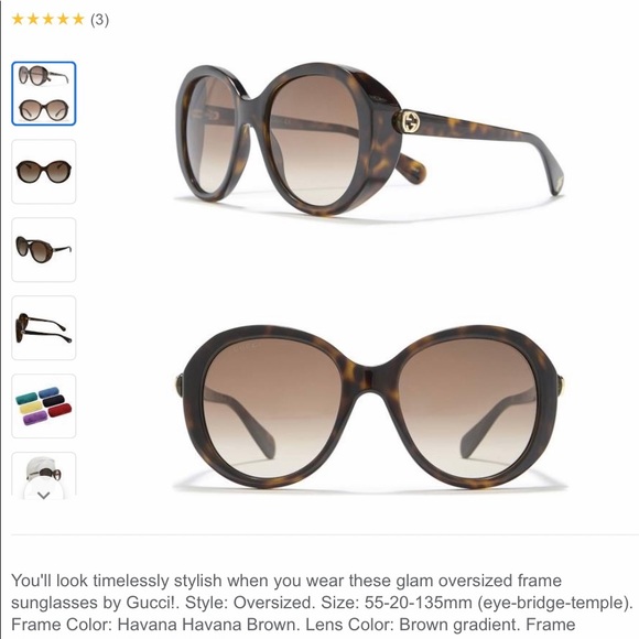 GUCCI HAVANA ROUND OVERSIZED SUNGLASSES, ON LIST 50 MOST ICONIC SHAPES - Picture 12 of 16